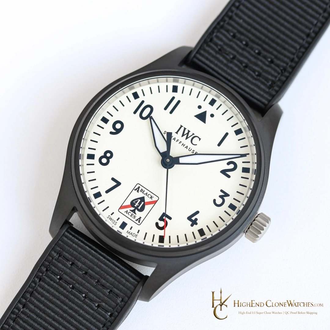 IWC Pilots Watch Automatic 41mm Black Aces IW326905 super clone watch bezel detail