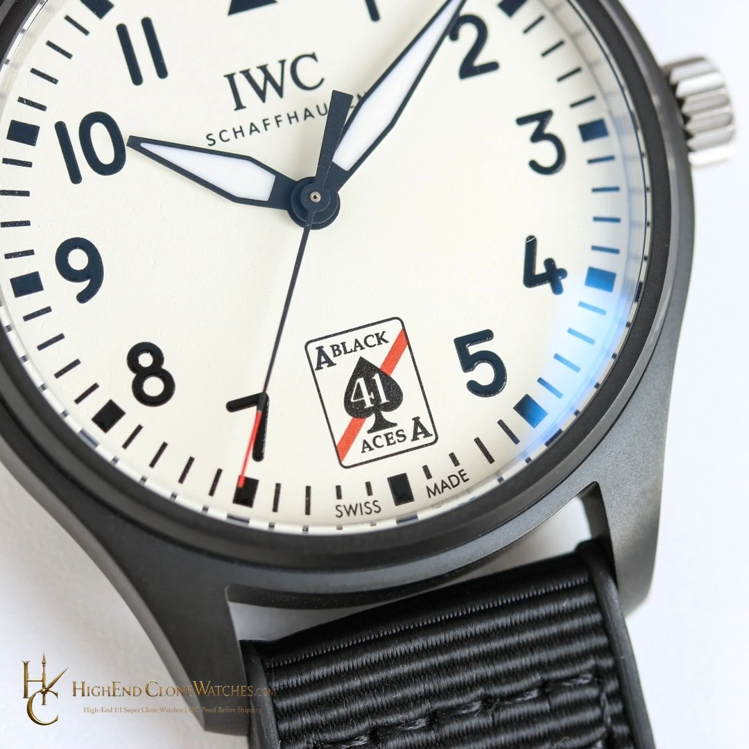 IWC Pilots Watch Automatic 41mm Black Aces IW326905 super clone watch bracelet or strap fit