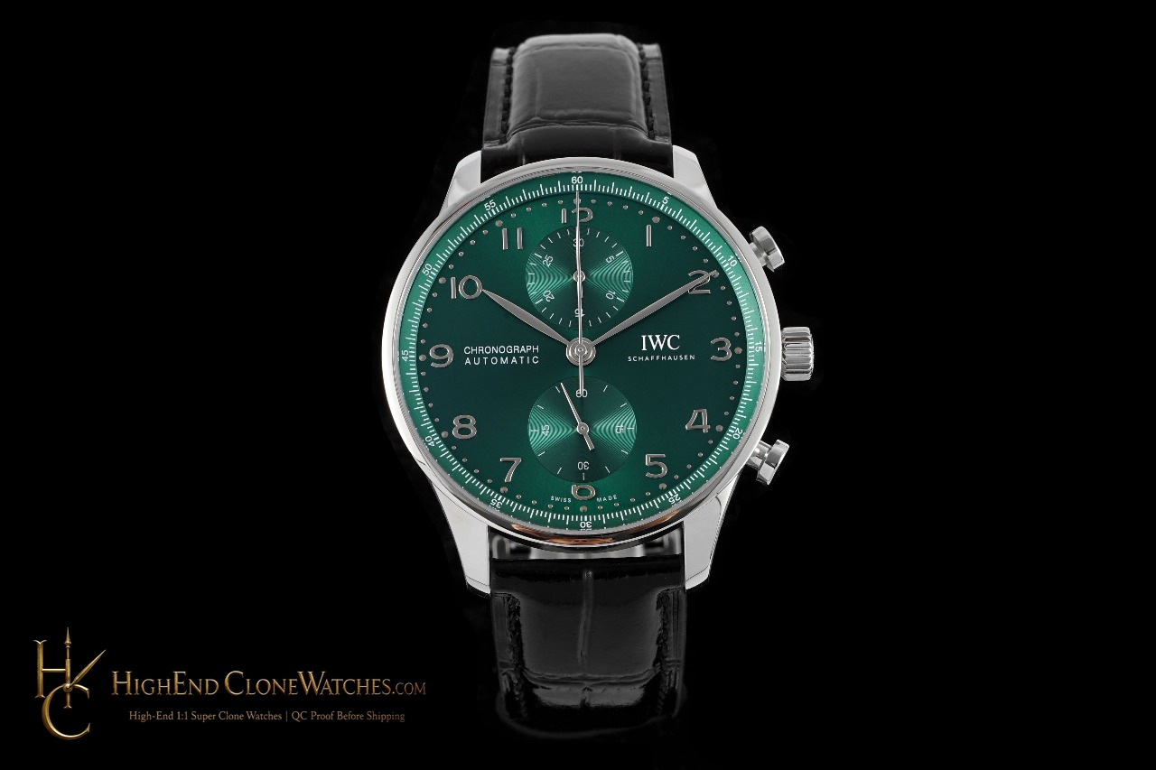IWC Portugieser Chronograph Green Dial 41mm IW371615 super clone watch front view