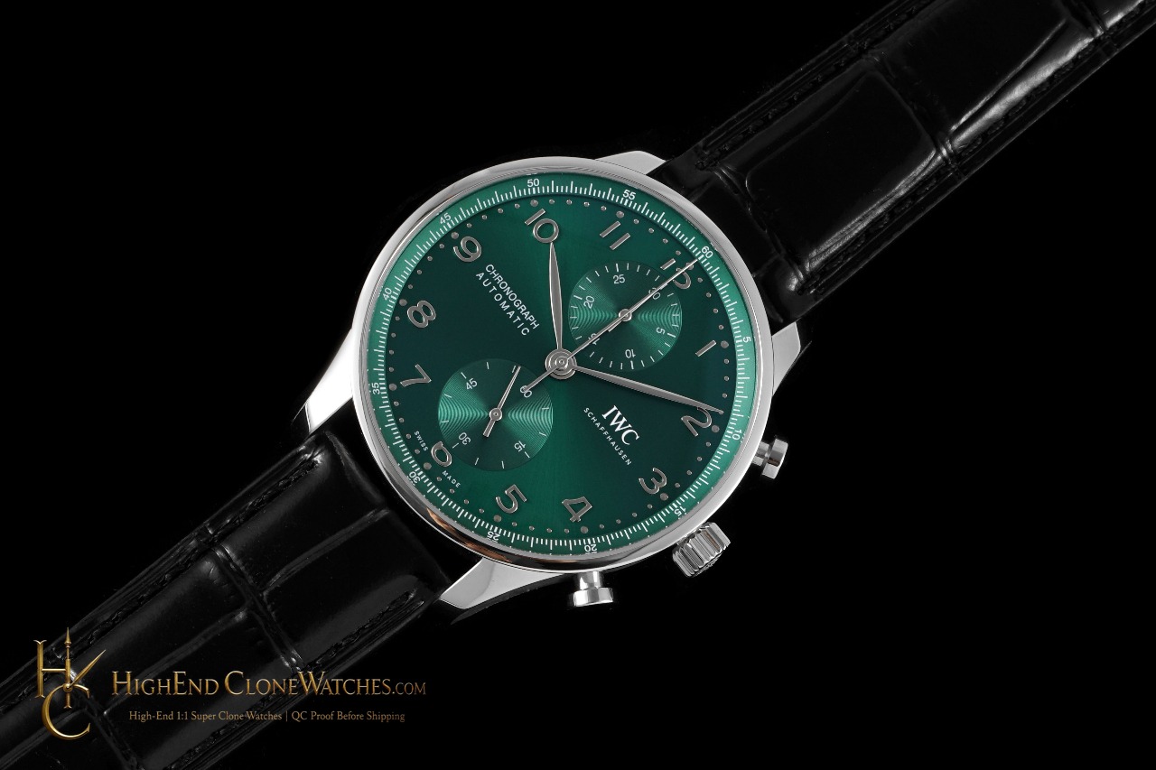 IWC Portugieser Chronograph Green Dial 41mm IW371615 super clone watch dial detail