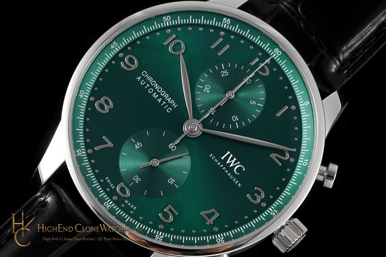 IWC Portugieser Chronograph Green Dial 41mm IW371615 super clone watch bezel detail