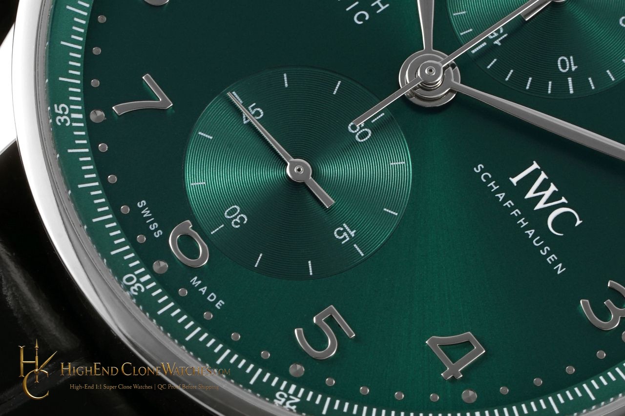 IWC Portugieser Chronograph Green Dial 41mm IW371615 super clone watch bracelet or strap fit