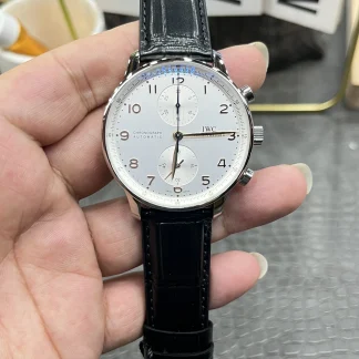 IWC Portugieser Chronograph Silver Dial 41mm IW371445 super clone watch front view