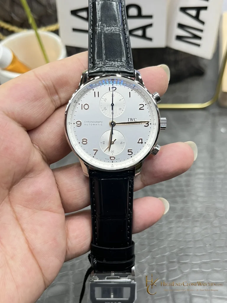 IWC Portugieser Chronograph Silver Dial 41mm IW371445 super clone watch front view