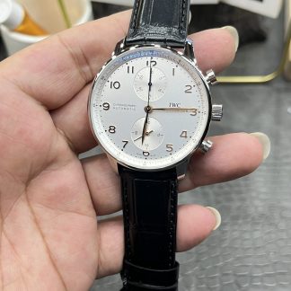 IWC Portugieser Chronograph Silver Dial 41mm IW371445 super clone watch dial detail