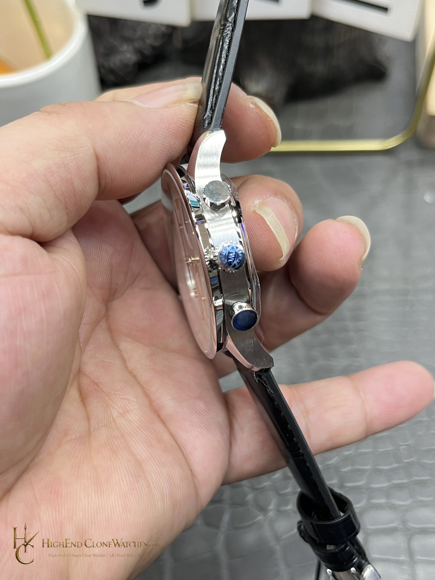 IWC Portugieser Chronograph Silver Dial 41mm IW371445 super clone watch clasp detail