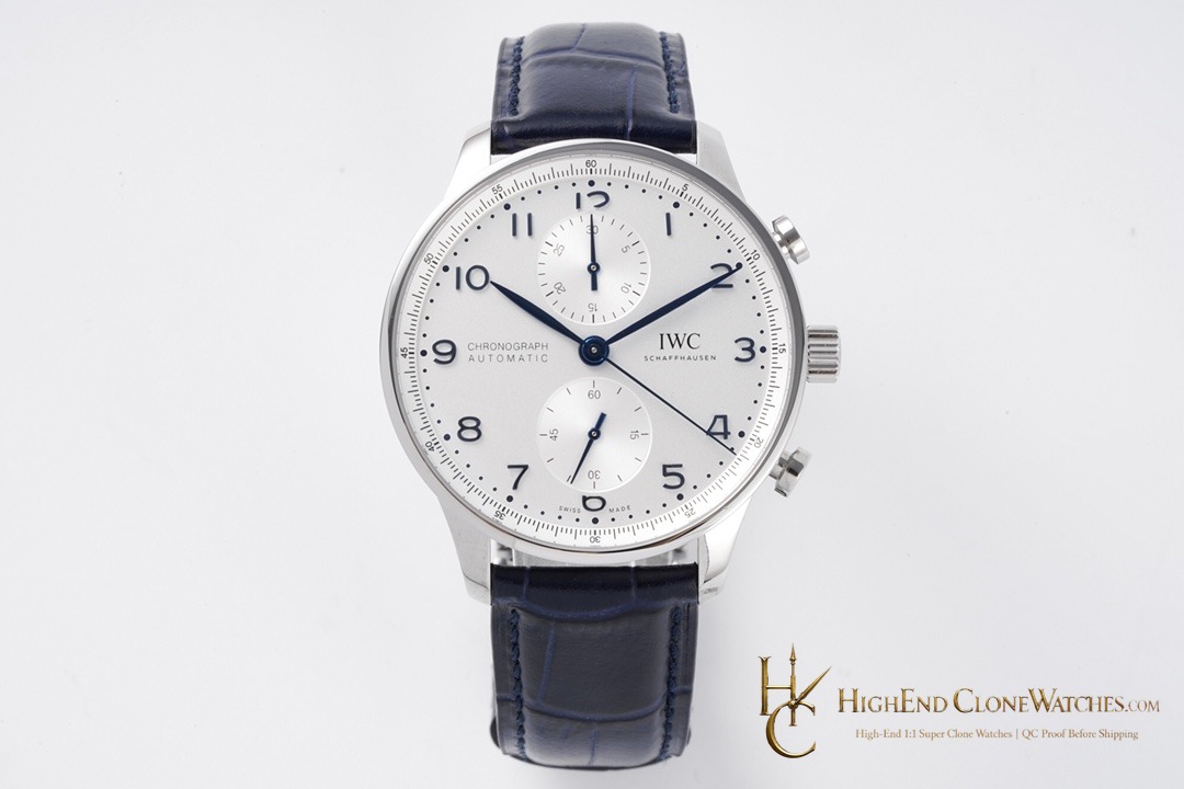 IWC Portugieser Chronograph Silver Dial 41mm IW371605 super clone watch front view