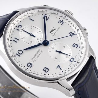IWC Portugieser Chronograph Silver Dial 41mm IW371605 super clone watch dial detail