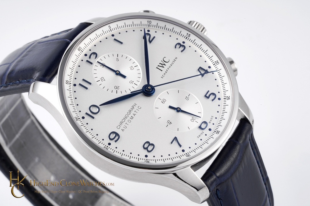 IWC Portugieser Chronograph Silver Dial 41mm IW371605 super clone watch dial detail