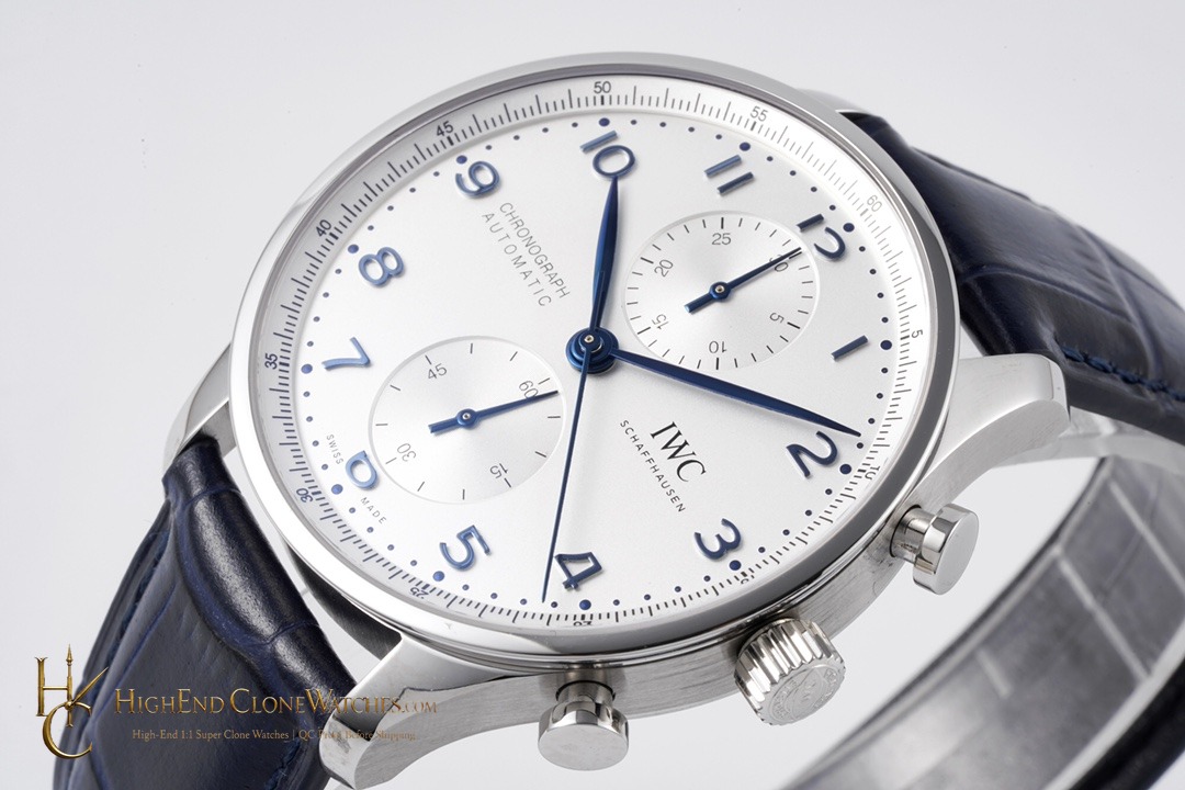 IWC Portugieser Chronograph Silver Dial 41mm IW371605 super clone watch bezel detail