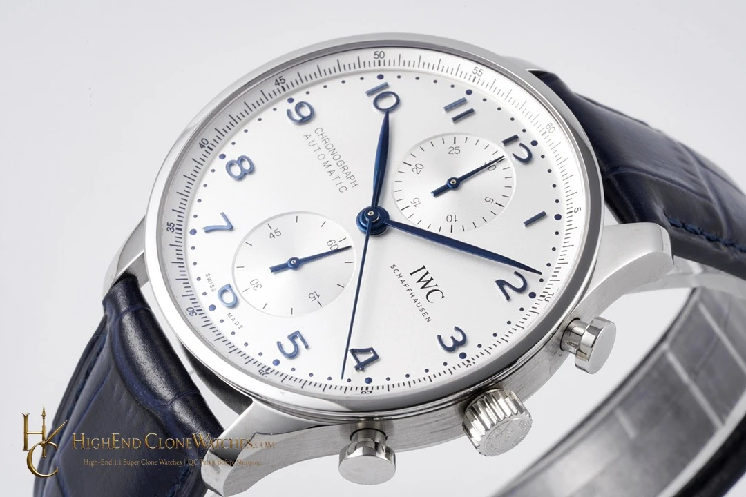 IWC Portugieser Chronograph Silver Dial 41mm IW371605 super clone watch bezel detail