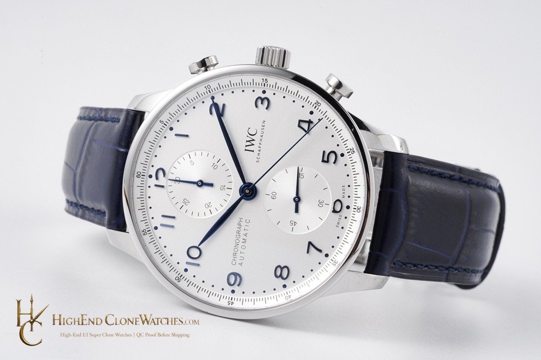 IWC Portugieser Chronograph Silver Dial 41mm IW371605 super clone watch side case profile