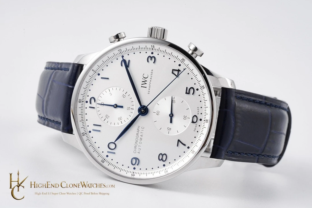 IWC Portugieser Chronograph Silver Dial 41mm IW371605 super clone watch side case profile