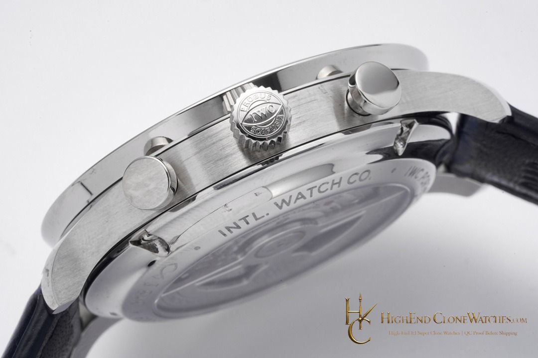 IWC Portugieser Chronograph Silver Dial 41mm IW371605 super clone watch clasp detail
