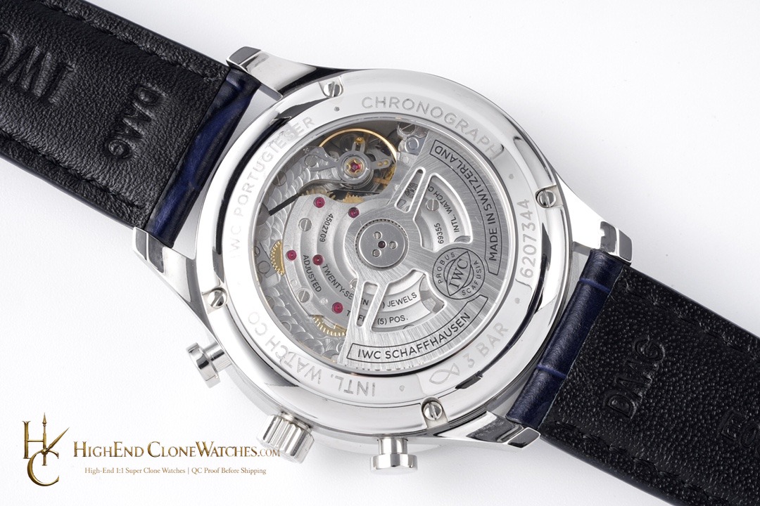 IWC Portugieser Chronograph Silver Dial 41mm IW371605 super clone watch angled view