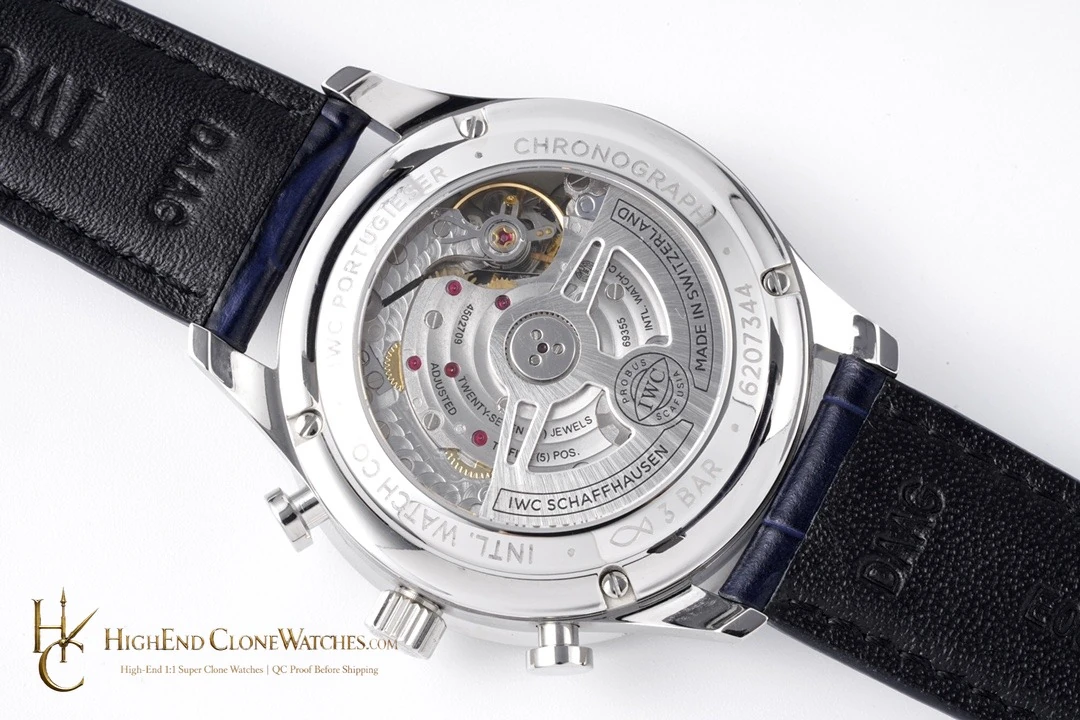 IWC Portugieser Chronograph Silver Dial 41mm IW371605 super clone watch angled view