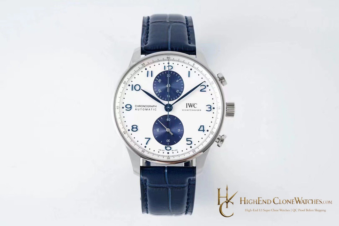 IWC Portugieser Chronograph White Dial 41mm IW371620 super clone watch front view