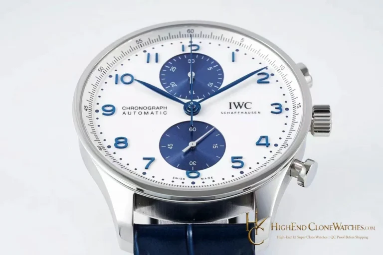 IWC Portugieser Chronograph White Dial 41mm IW371620 super clone watch dial detail