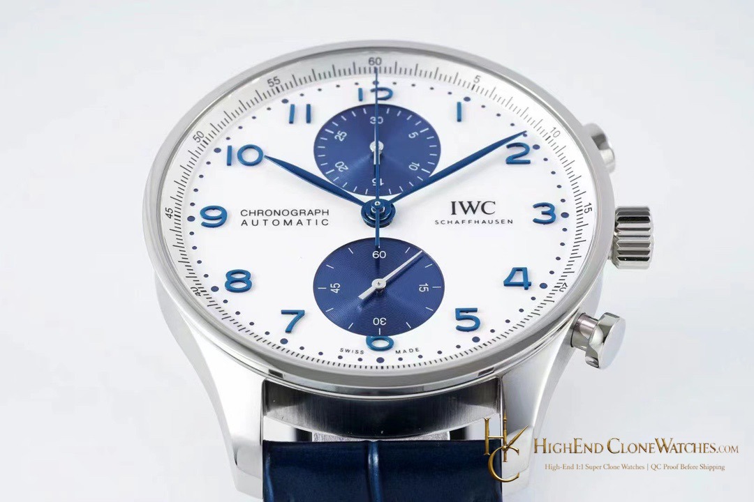 IWC Portugieser Chronograph White Dial 41mm IW371620 super clone watch dial detail