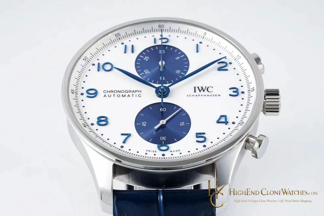 IWC Portugieser Chronograph White Dial 41mm IW371620 super clone watch dial detail