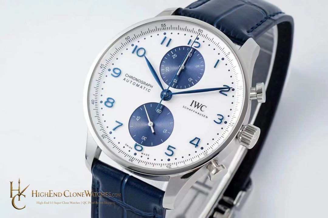 IWC Portugieser Chronograph White Dial 41mm IW371620 super clone watch bezel detail