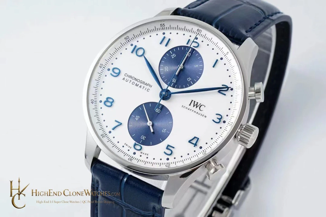 IWC Portugieser Chronograph White Dial 41mm IW371620 super clone watch bezel detail