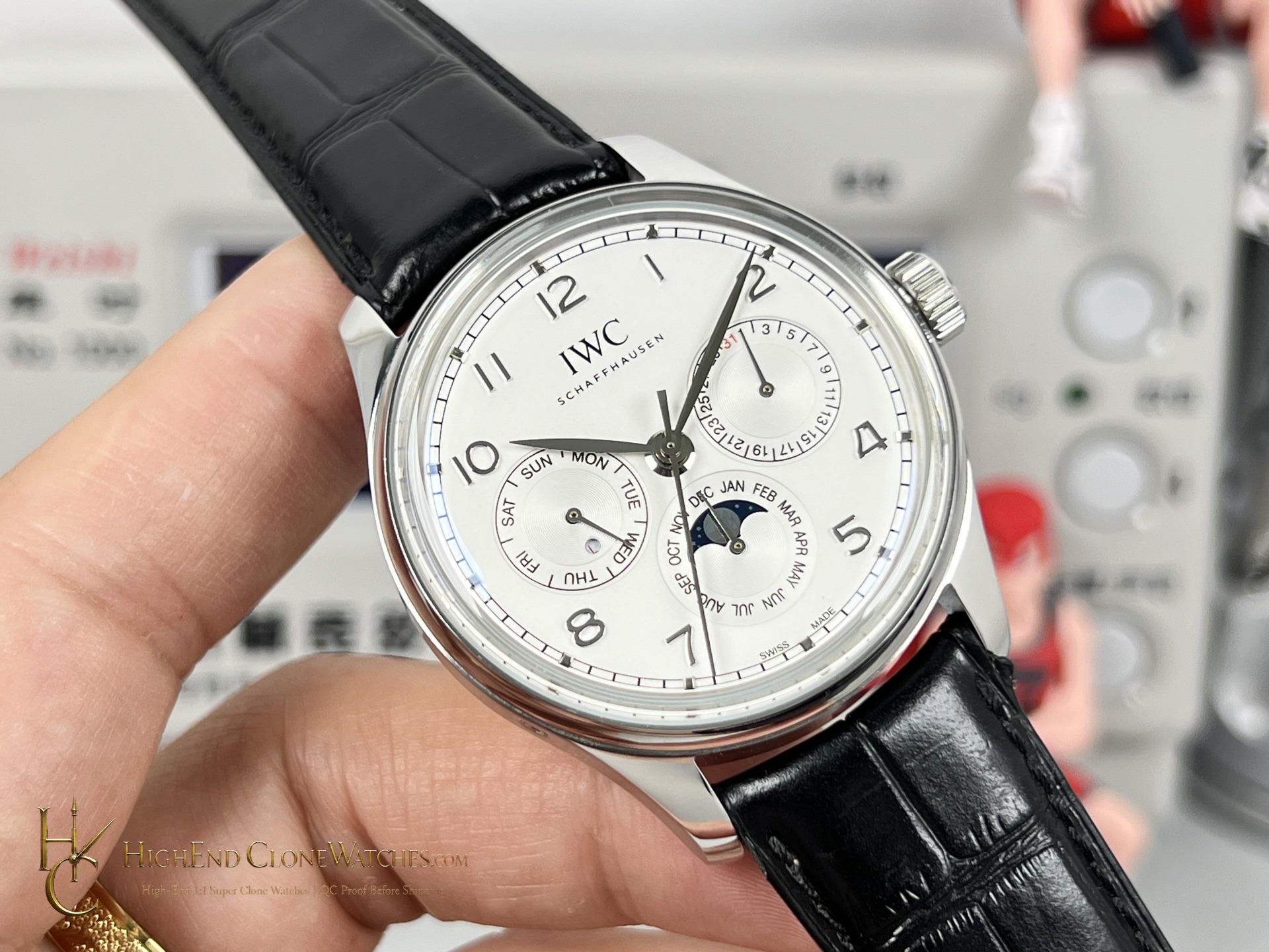 IWC Portugieser Perpetual Calendar 42mm IW344203 super clone watch dial detail