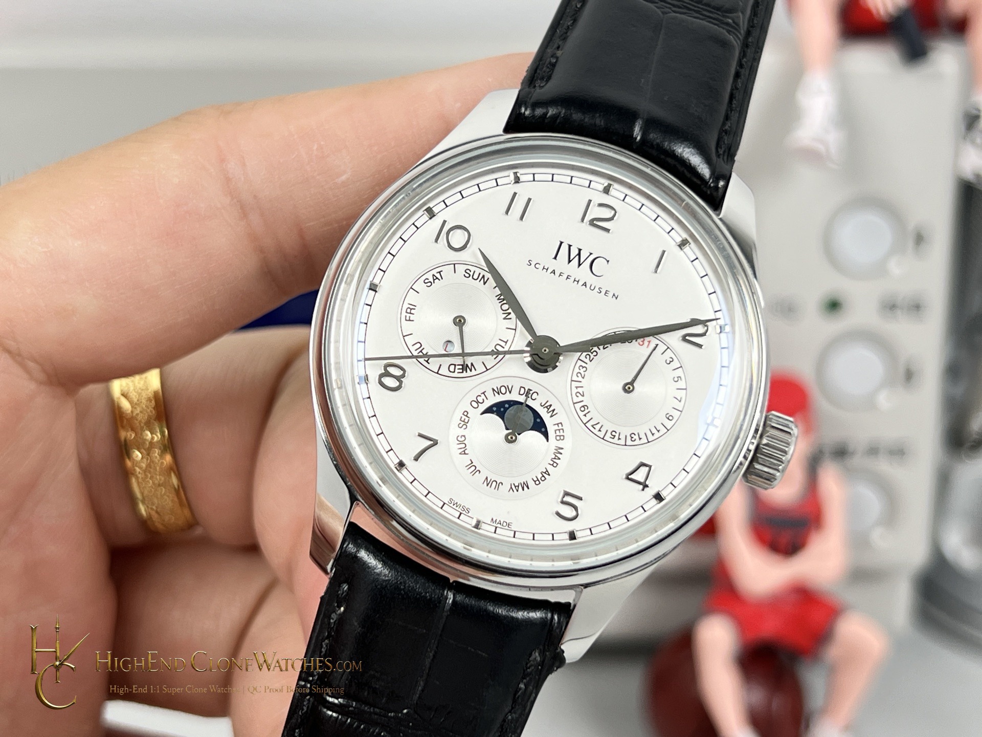 IWC Portugieser Perpetual Calendar 42mm IW344203 super clone watch bezel detail