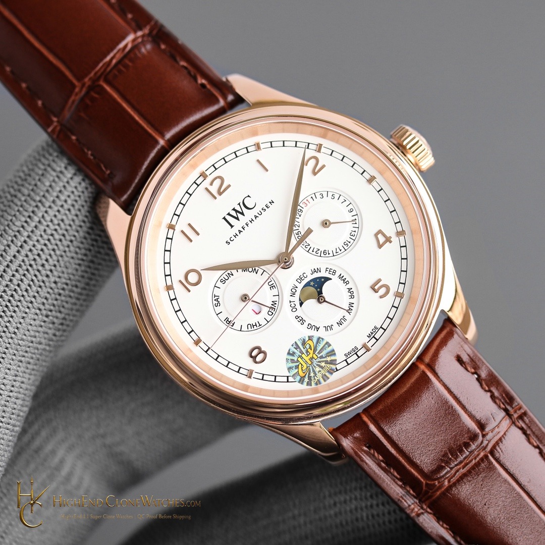 IWC Portugieser Rose Gold Perpetual Calendar 42mm IW344202 super clone watch front view