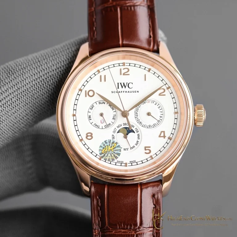 IWC Portugieser Rose Gold Perpetual Calendar 42mm IW344202 super clone watch dial detail
