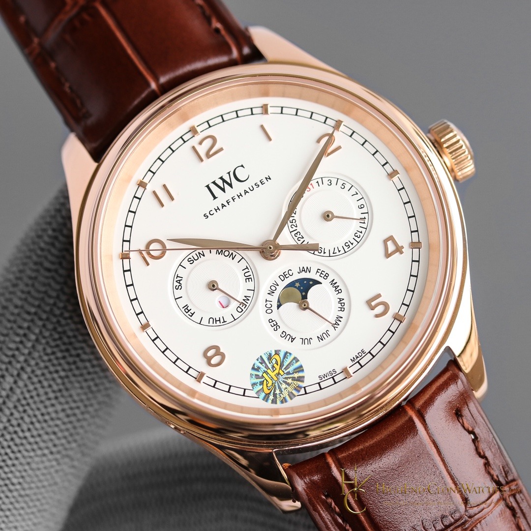 IWC Portugieser Rose Gold Perpetual Calendar 42mm IW344202 super clone watch side case profile