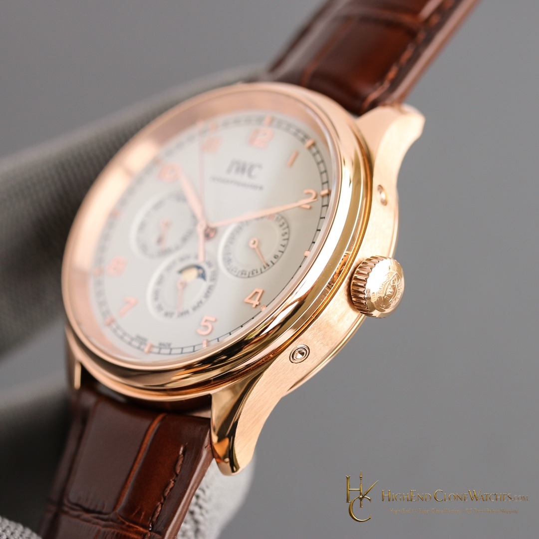 IWC Portugieser Rose Gold Perpetual Calendar 42mm IW344202 super clone watch clasp detail