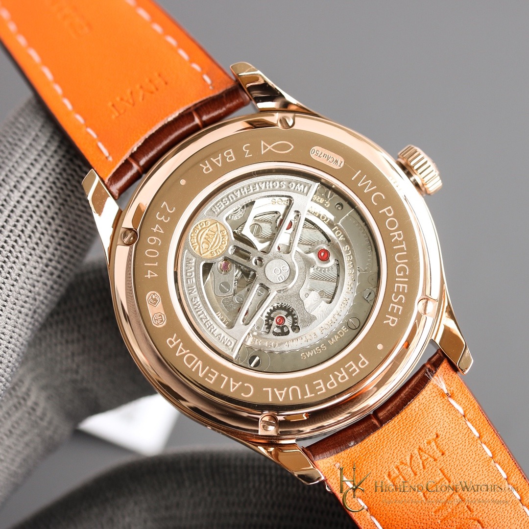 IWC Portugieser Rose Gold Perpetual Calendar 42mm IW344202 super clone watch caseback detail