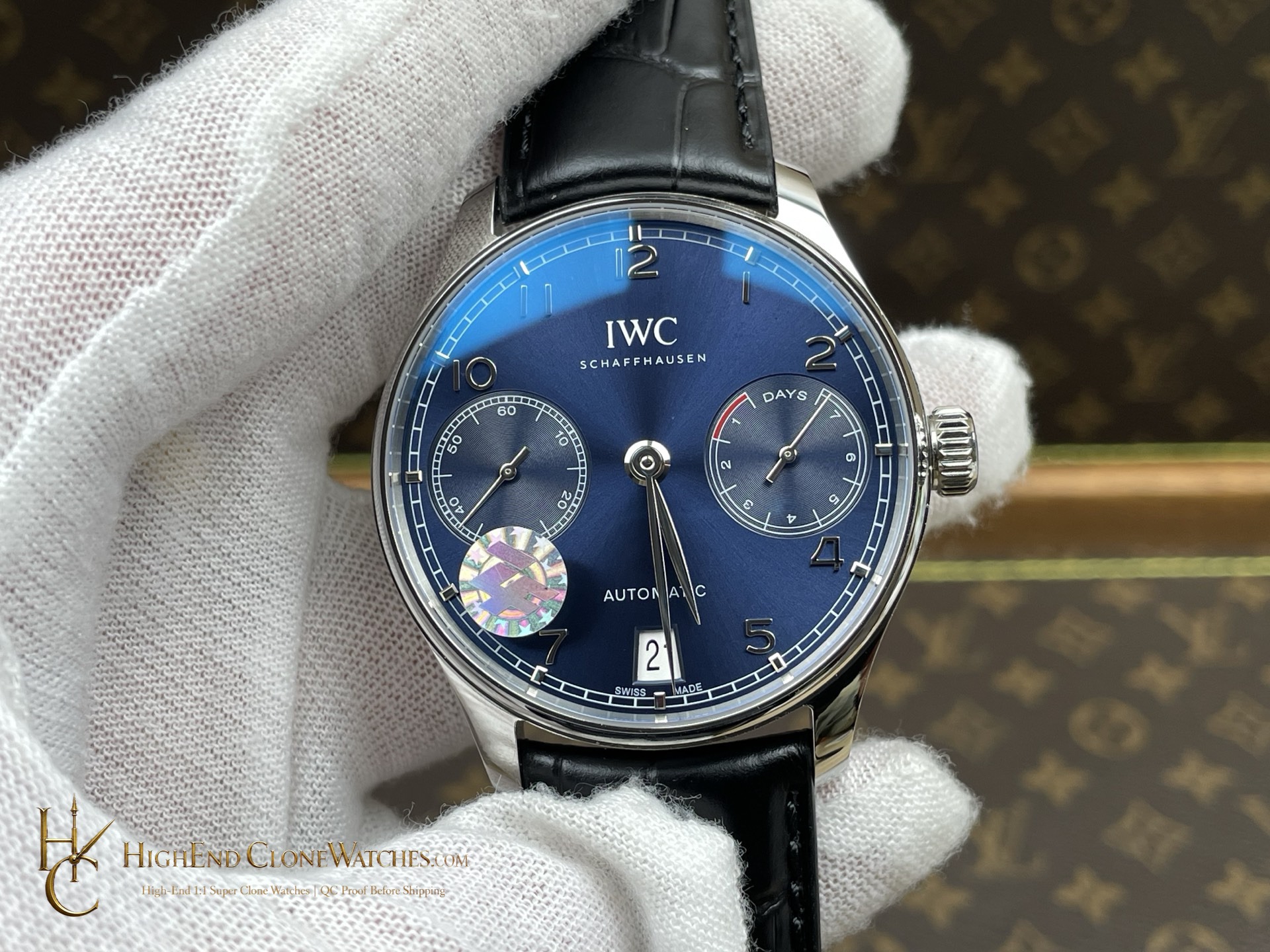 IWC Portuguese Automatic Blue Dial 42.3mm IW500710 super clone watch front view