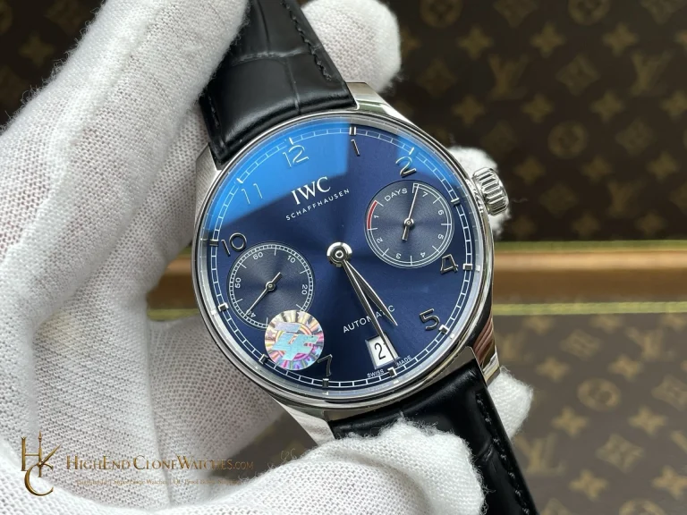 IWC Portuguese Automatic Blue Dial 42.3mm IW500710 super clone watch dial detail