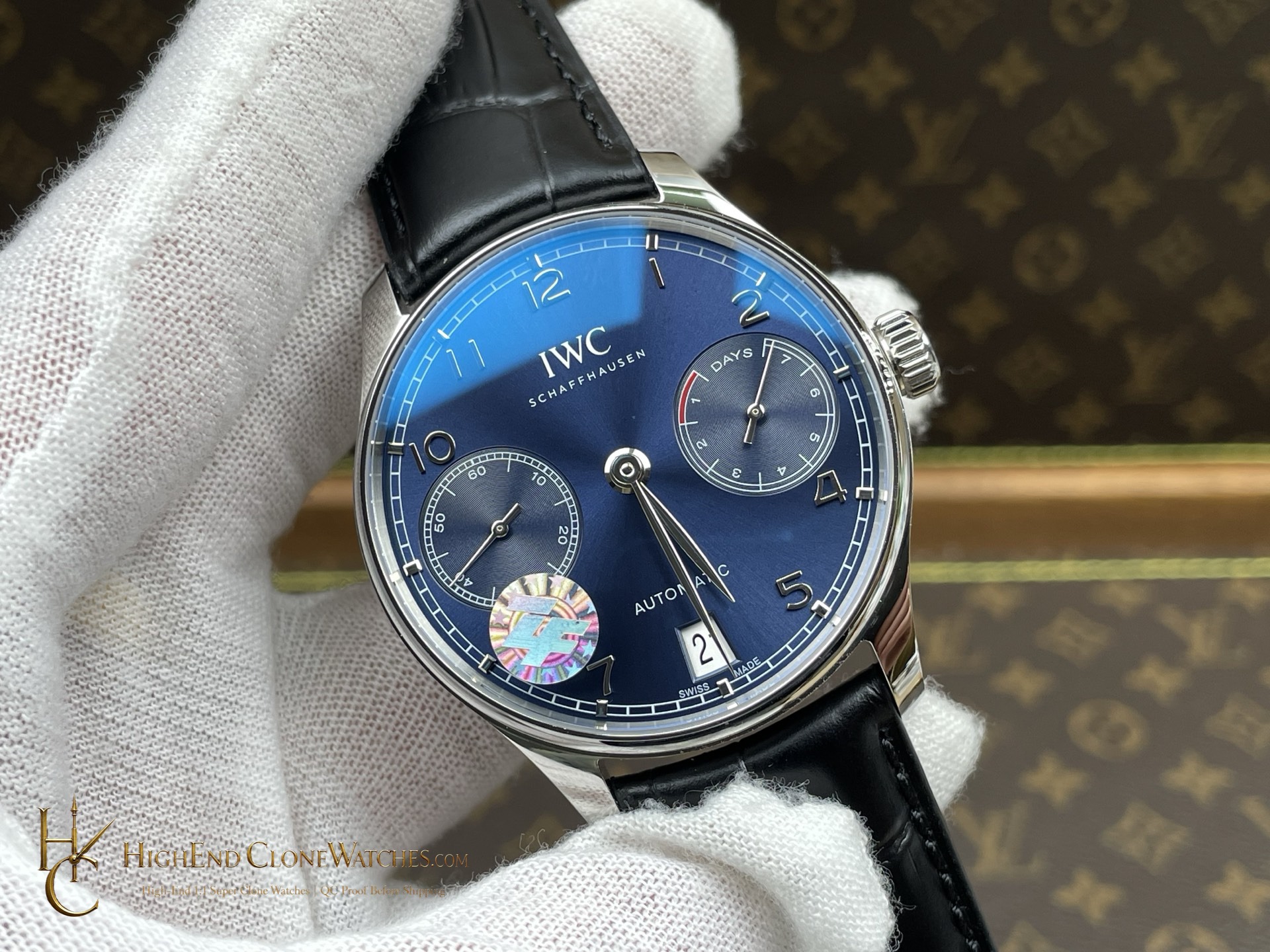 IWC Portuguese Automatic Blue Dial 42.3mm IW500710 super clone watch dial detail