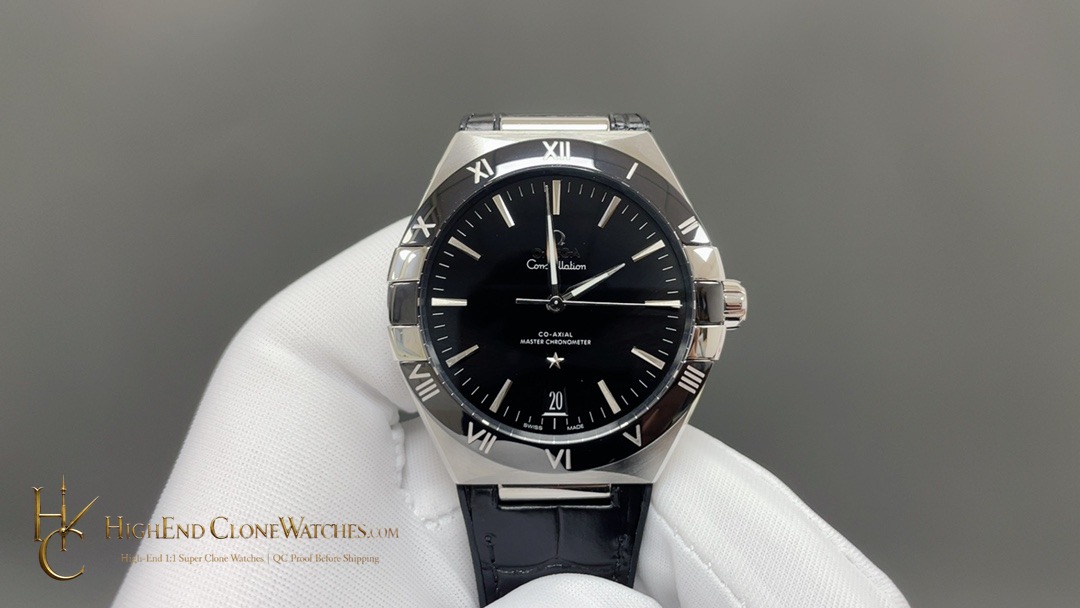 Omega Constellation steel on leather strap 131.33.41.21.01.001 41mm product view super clone watch