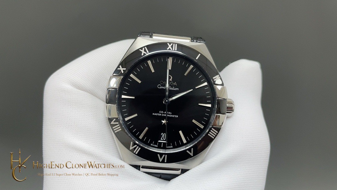 Omega Constellation steel on leather strap 131.33.41.21.01.001 41mm product view super clone watch