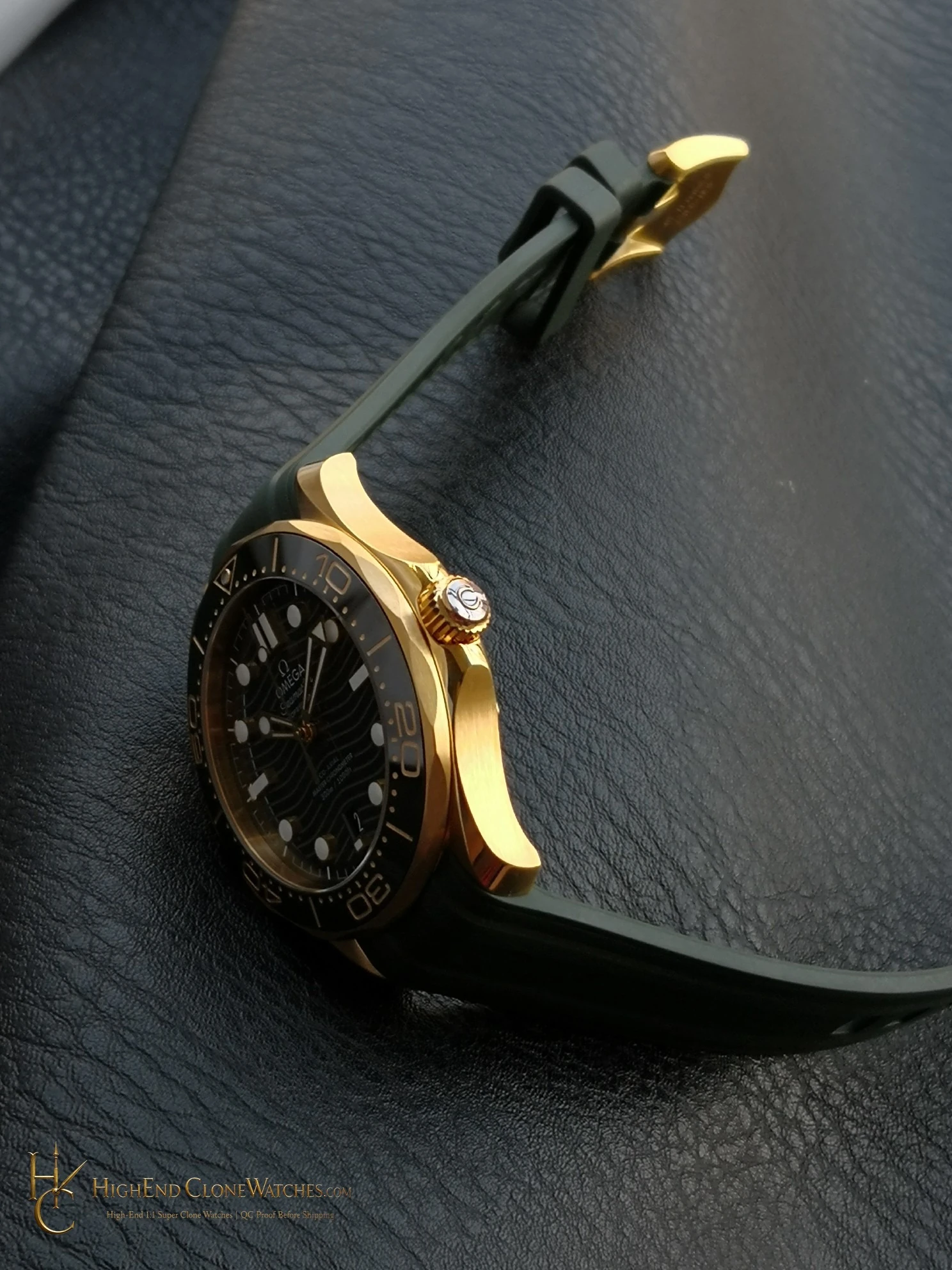 Omega Seamaster Diver 300M 210.62.42.20.10.001 case profile and crown view super clone watch