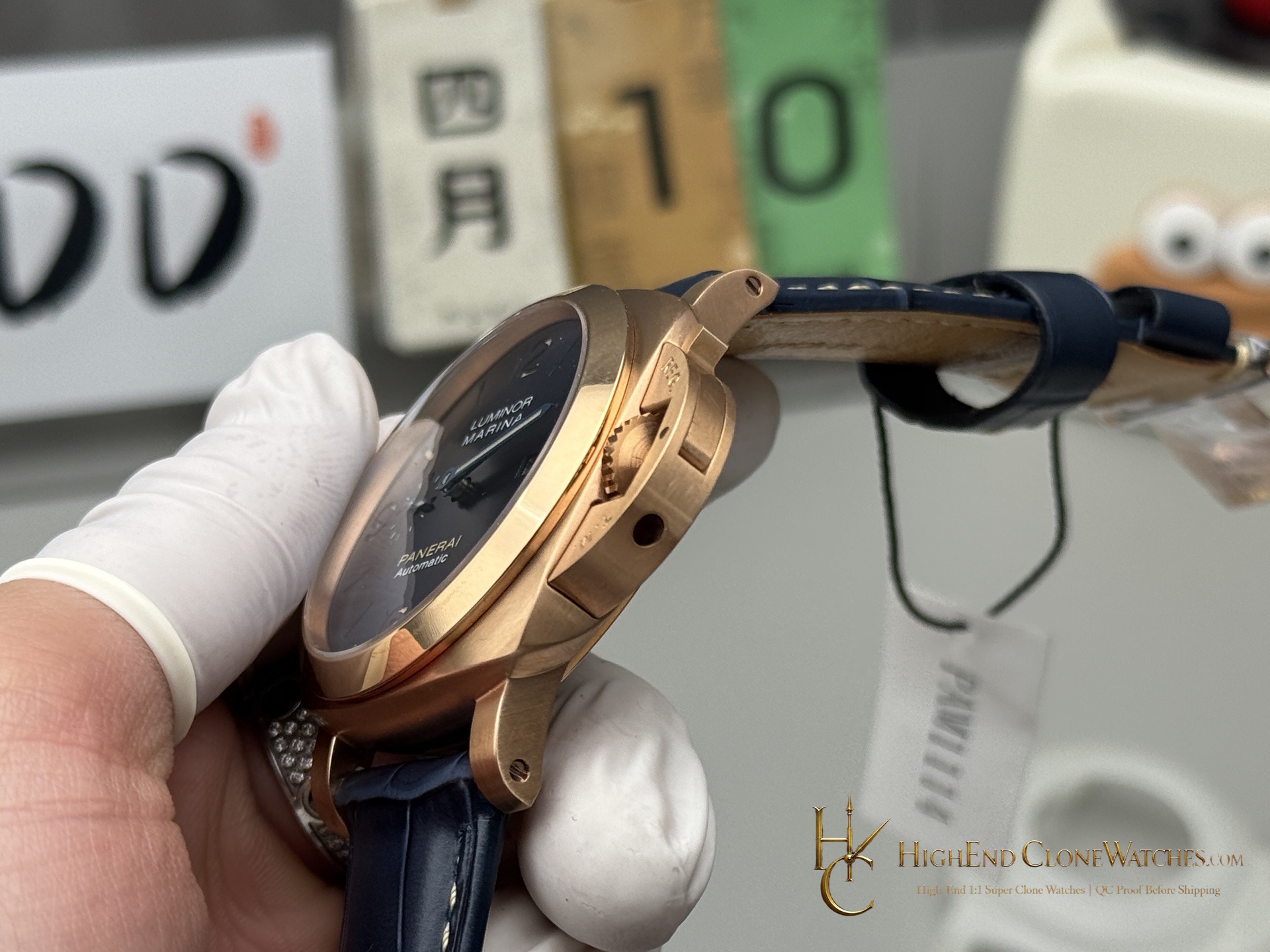Panerai 18K Rose Gold Blue Dial Luminor Marina Goldtech PAM1114 product view super clone watch