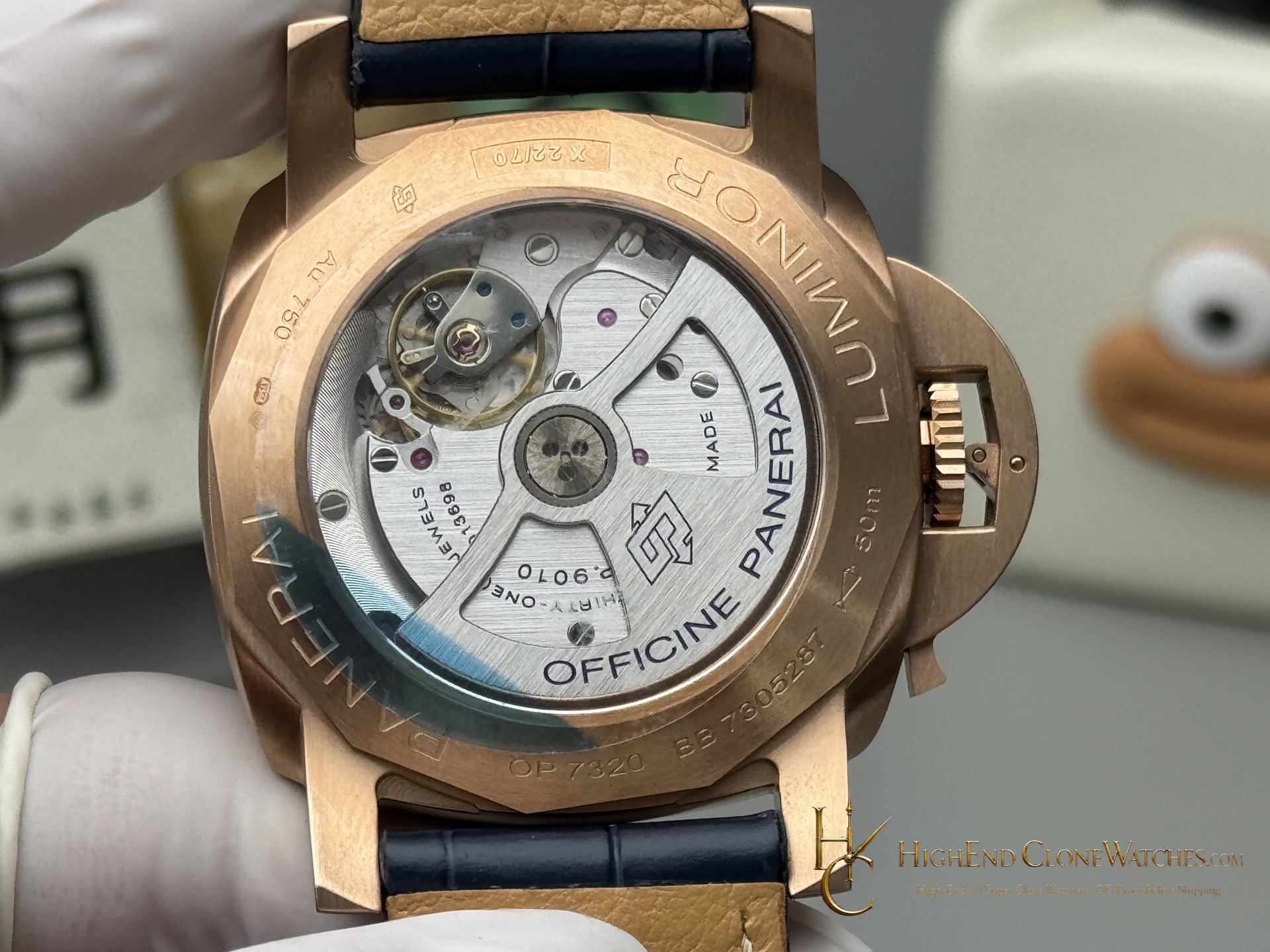 Panerai 18K Rose Gold Blue Dial Luminor Marina Goldtech PAM1114 product view super clone watch