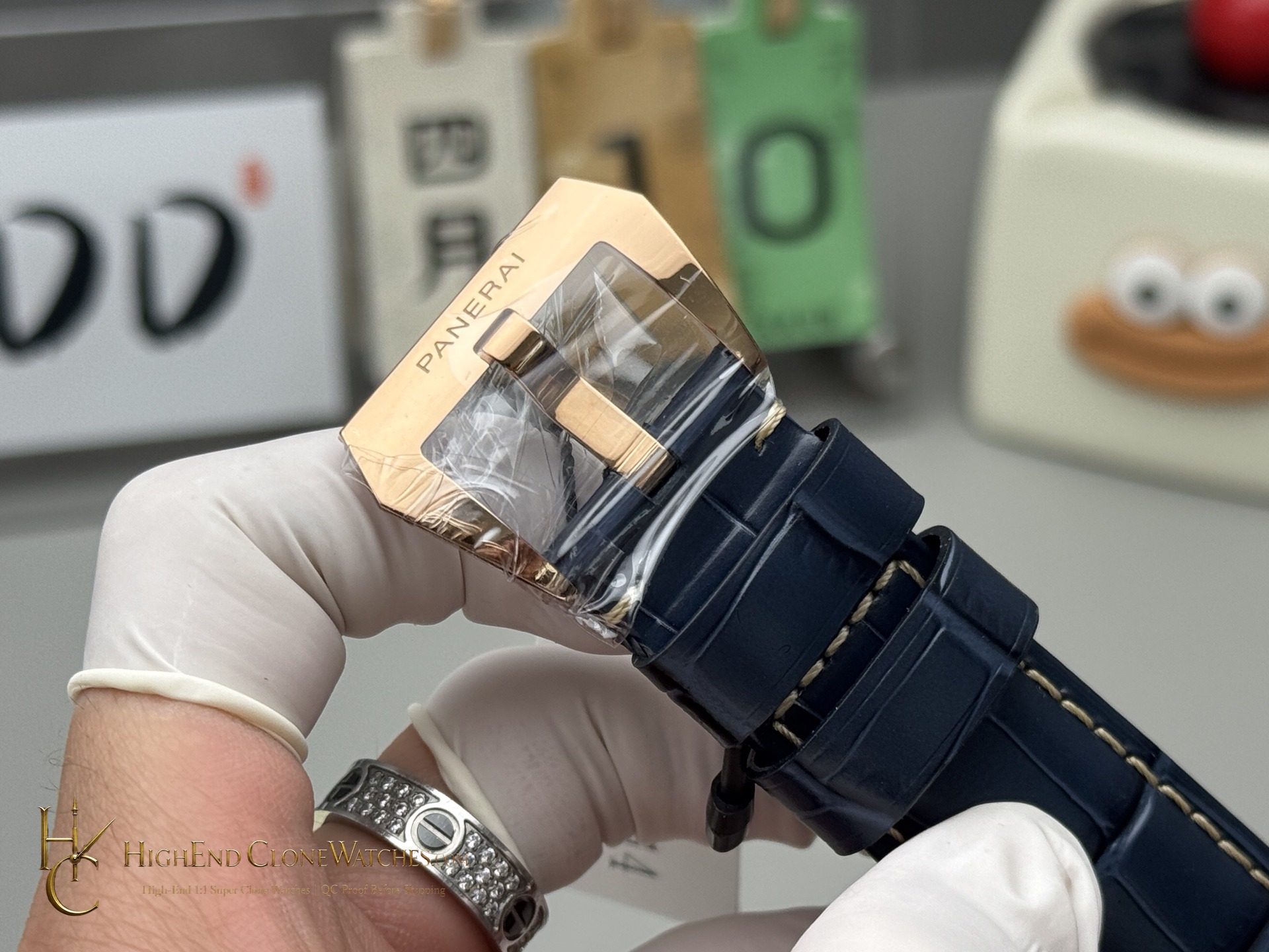 Panerai 18K Rose Gold Blue Dial Luminor Marina Goldtech PAM1114 product view super clone watch