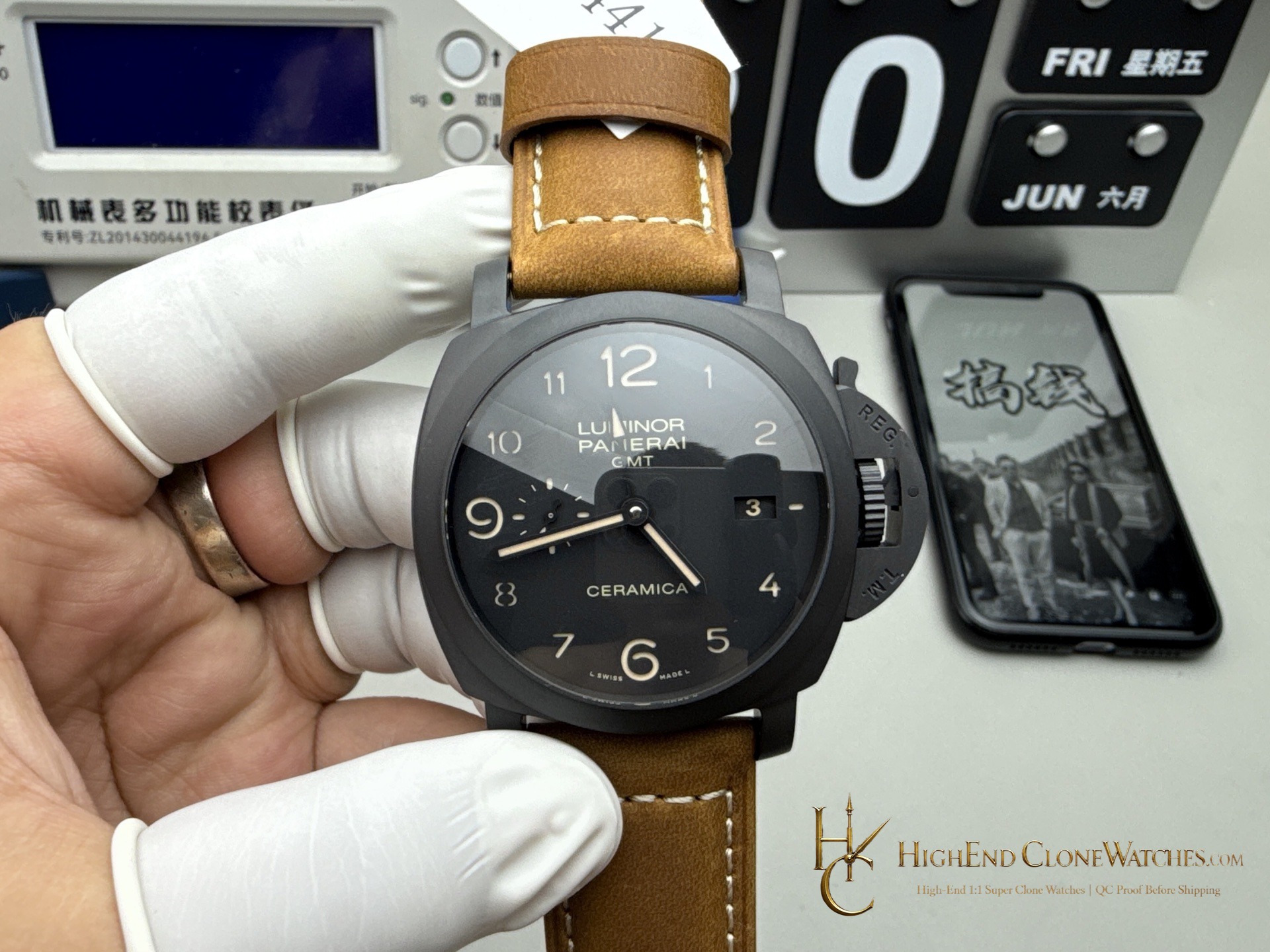 Panerai Luminor 1950 3 Days GMT Automatic PAM00441 Black Dial product view super clone watch
