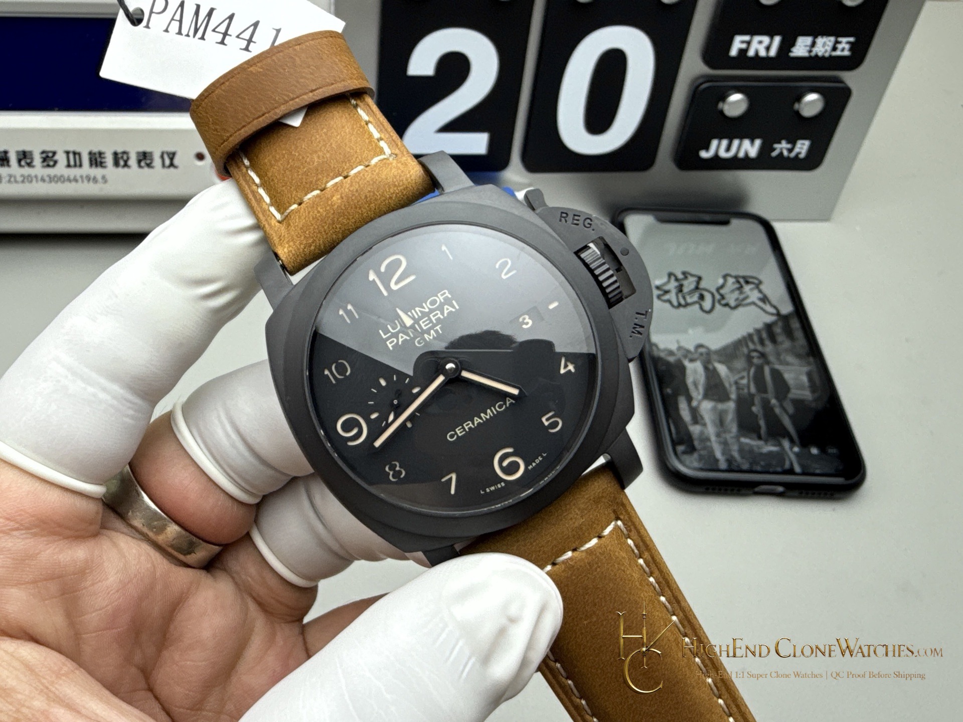 Panerai Luminor 1950 3 Days GMT Automatic PAM00441 Black Dial product view super clone watch