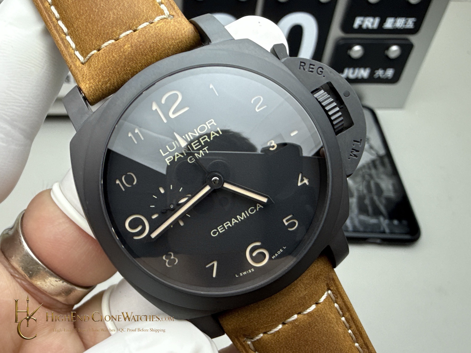 Panerai Luminor 1950 3 Days GMT Automatic PAM00441 Black Dial product view super clone watch