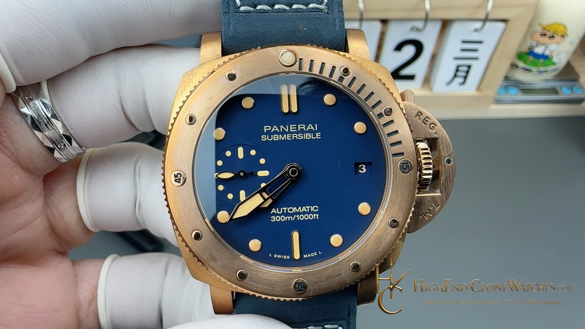 Panerai Submersible Bronzo PAM01074 Blue Dial product view super clone watch