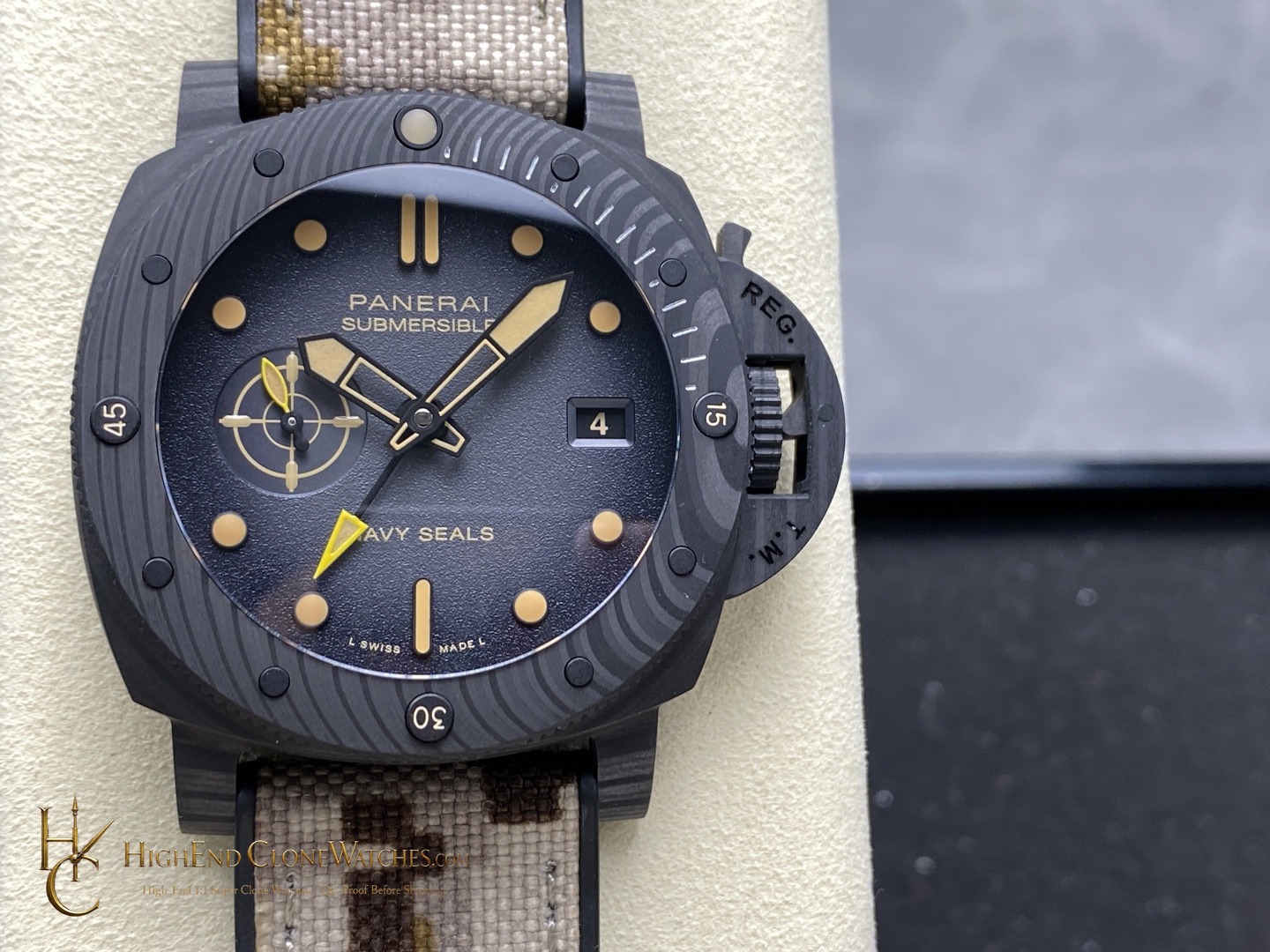 Panerai Submersible QuarantaQuattro GMT Navy SEALs Carbotech 44mm PAM01513 product view super clone watch