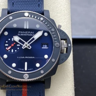 Panerai Submersible QuarantaQuattro Luna Rossa Ti-Ceramitech PAM01466 Blue Dial product view super clone watch
