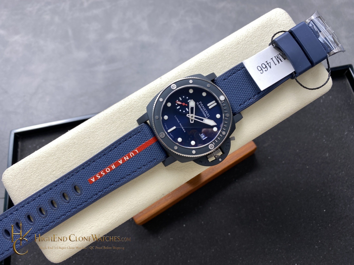 Panerai Submersible QuarantaQuattro Luna Rossa Ti-Ceramitech PAM01466 Blue Dial product view super clone watch