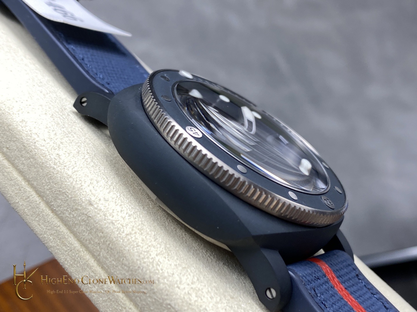 Panerai Submersible QuarantaQuattro Luna Rossa Ti-Ceramitech PAM01466 Blue Dial product view super clone watch